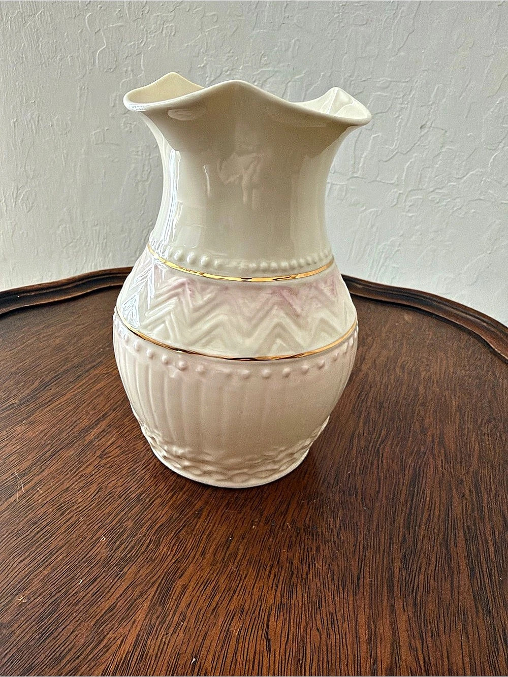 Belleek Colonial Chevron Vase in White